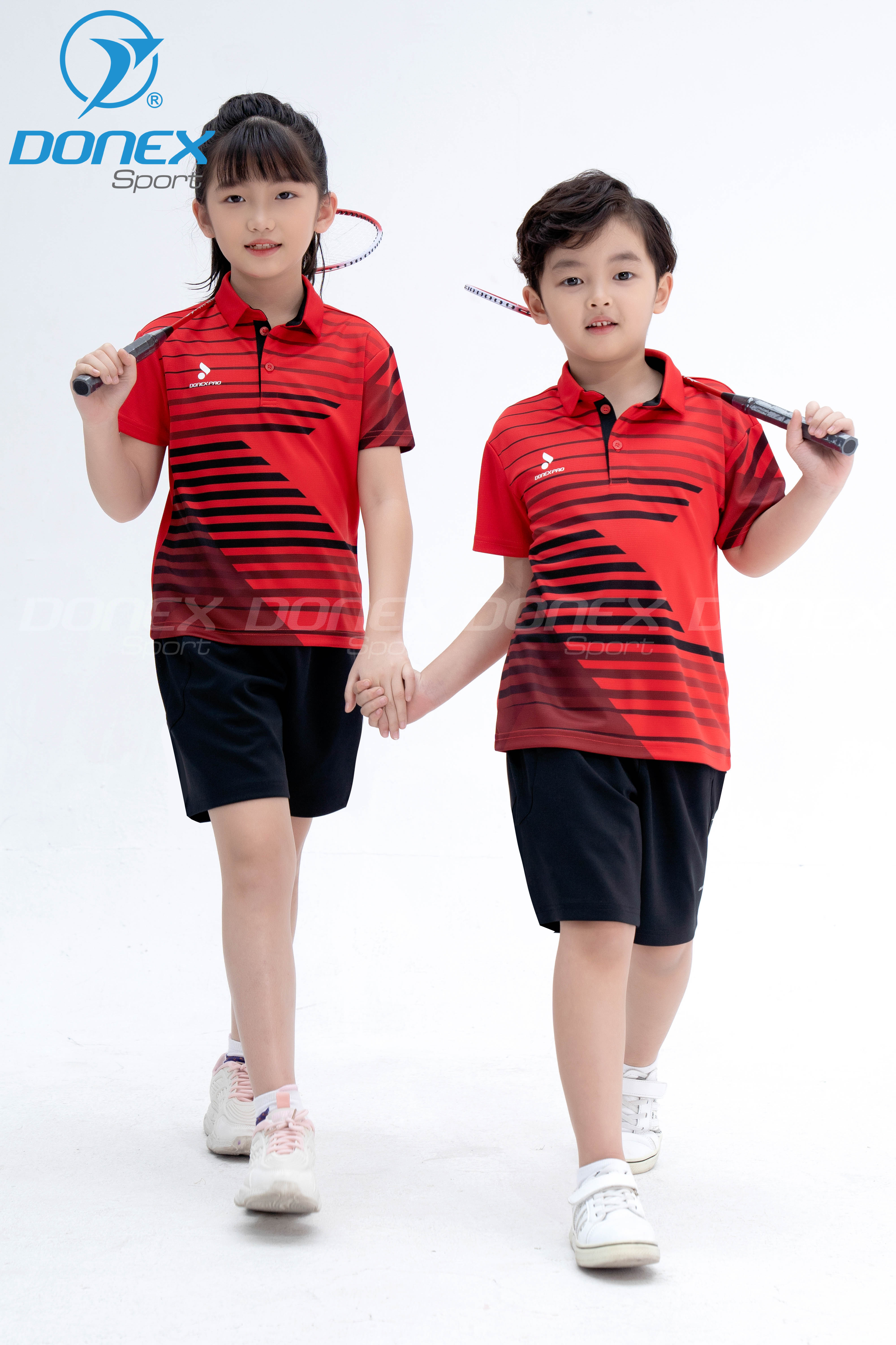 Áo thể thao trẻ em TC-1044 Đỏ phối đen